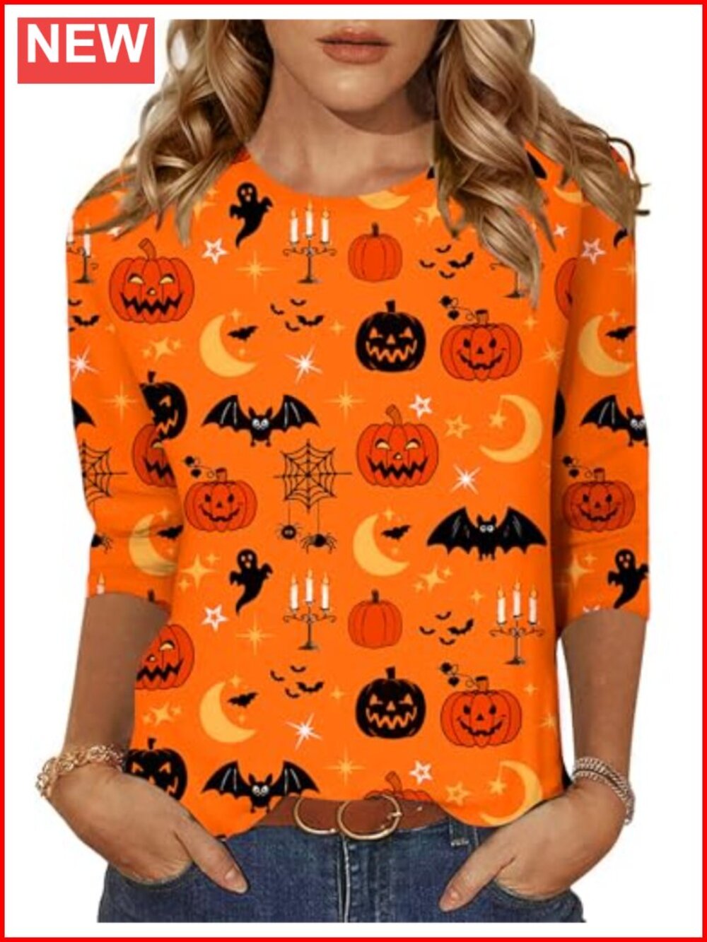 Women's 3/4 Sleeve Tunic Top Crew Neck Casual Work Blouse Tee